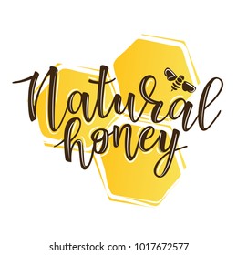 Vector illustration of a 'natural honey' lettering. Logo design template