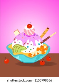 Vector illustration of natural Ice Cream, Ice cream in a cup