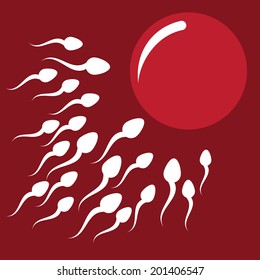 Vector illustration of natural insemination: sperm and egg cell