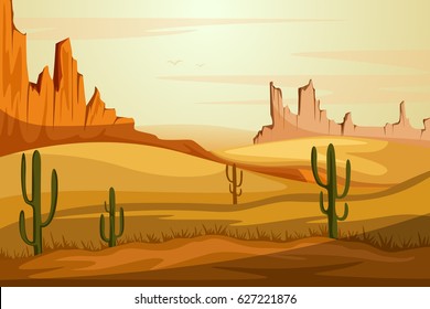 vector illustration of Natural Landscape of sand dune in Desert