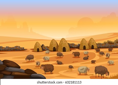 vector illustration of Natural Landscape of sand dune in Desert