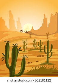 vector illustration of Natural Landscape of sand dune in Desert