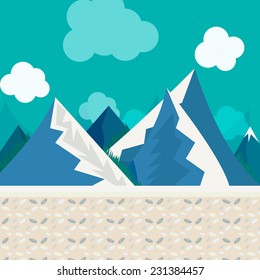 Vector illustration of natural landscape in the style of flat