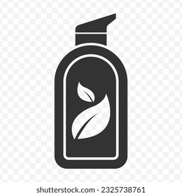 Ilustración vectorial del icono natural del jabón líquido en color oscuro y fondo transparente (PNG).