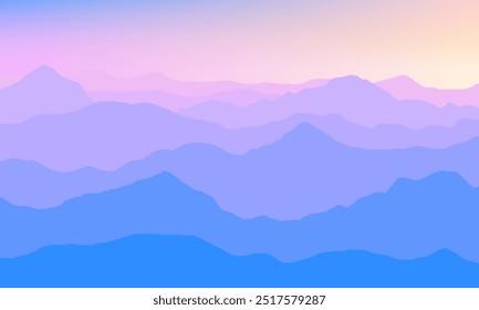 vector illustration of natural mountain scenery at dawn