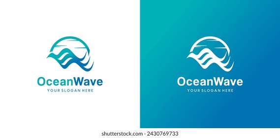 Ilustración vectorial de las ondas azules naturales del océano