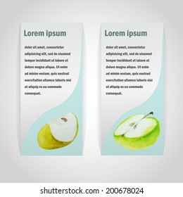 Vector illustration of Natural organic apple fruit template paper banners for your design  