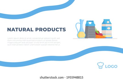 Vector illustration of natural products. A set of healthy foods. Ecological concept for stickers, banners, postcards, advertisements. Vector ecological nature design. 