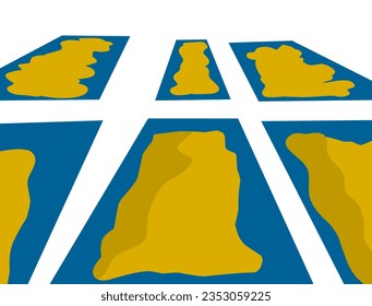 vector illustration of natural rice drying process, using tarpaulin to dry rice