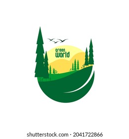 vector illustration of natural scenery, go green