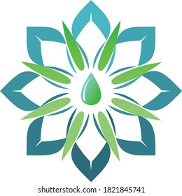 ilustración vectorial de mandala natural transparente azul y verde