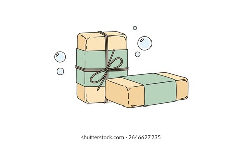 Vector Illustration of Natural Soap Bars for Bathing and Personal Hygiene Isolated on White