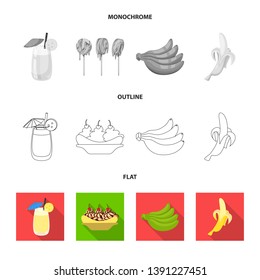Vector illustration of natural and vegetarian icon. Set of natural and eating vector icon for stock.