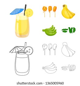 Vector illustration of natural and vegetarian logo. Collection of natural and eating stock symbol for web.