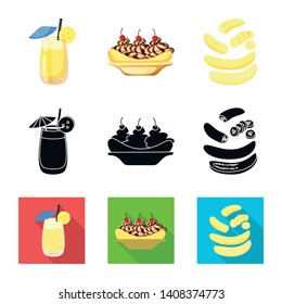 Vector illustration of natural and vegetarian logo. Collection of natural and eating stock symbol for web.