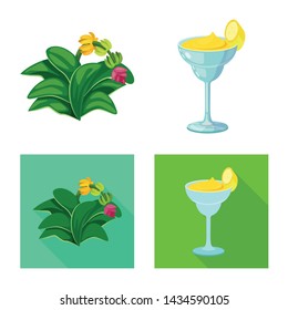 Vector illustration of natural and vegetarian sign. Set of natural and eating stock vector illustration.