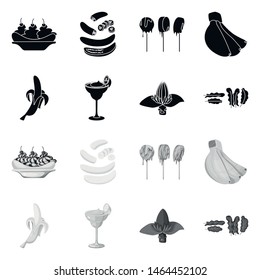 Vector illustration of natural and vegetarian symbol. Collection of natural and eating stock vector illustration.