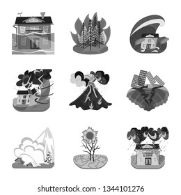 Vector illustration of nature and apocalypse  logo. Collection of nature and environment  stock symbol for web.