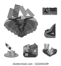 Vector illustration of nature and apocalypse  symbol. Set of nature and environment  vector icon for stock.