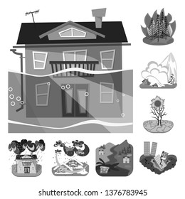 Vector illustration of nature and apocalypse  symbol. Set of nature and environment  stock symbol for web.