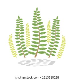 Vektorgrafik von Naturhintergrund, Blättern, Blumen.