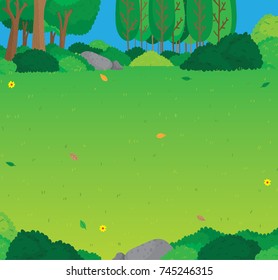 Vector illustration of a nature background scene showing a park and trees