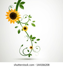 Vector Illustration of a Nature Background with Sunflowers