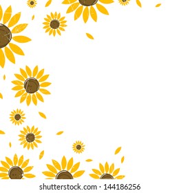 Vector Illustration of a Nature Background with Sunflowers