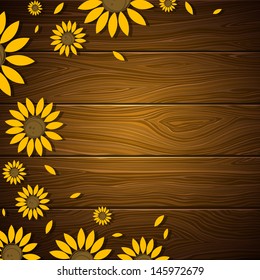 Vector Illustration of a Nature Background with Sunflowers