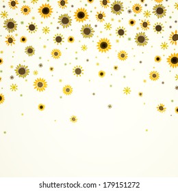 Vector Illustration of a Nature Background with Sunflowers