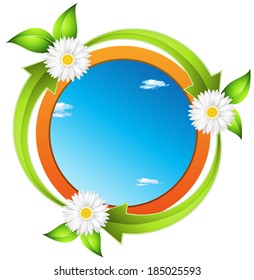 Vector illustration of nature concept with spring symbols.