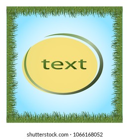 Vector illustration. Nature, eco-friendly frame. Grass the sky and the label for the name, the template for the design of ECO products.