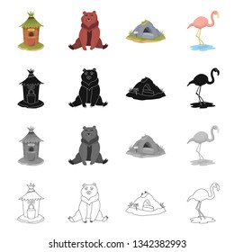 Vector illustration of nature  and fun  icon. Set of nature  and entertainment stock symbol for web.