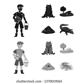 Vector illustration of nature  and fun  icon. Set of nature  and entertainment vector icon for stock.