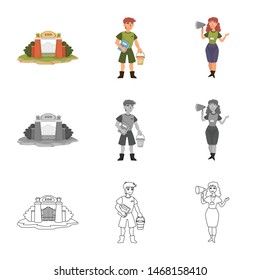 Vector illustration of nature and fun icon. Set of nature and entertainment stock symbol for web.
