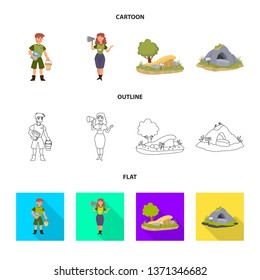 Vector illustration of nature  and fun  logo. Set of nature  and entertainment stock symbol for web.