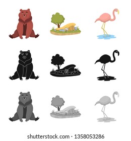 Vector illustration of nature  and fun  sign. Collection of nature  and entertainment stock symbol for web.