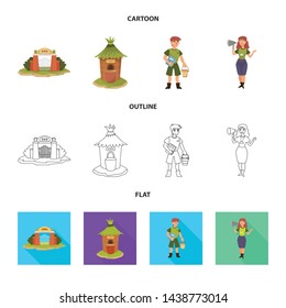 Vector illustration of nature and fun sign. Collection of nature and entertainment vector icon for stock.