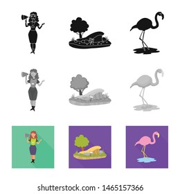Vector illustration of nature and fun sign. Collection of nature and entertainment stock vector illustration.