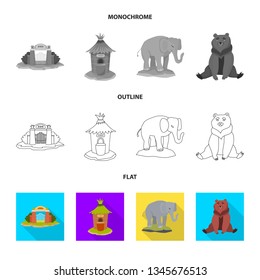 Vector illustration of nature  and fun  symbol. Set of nature  and entertainment stock symbol for web.