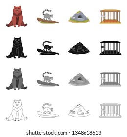 Vector illustration of nature  and fun  symbol. Set of nature  and entertainment stock vector illustration.