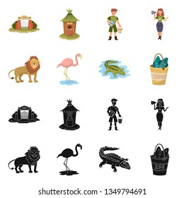 Vector illustration of nature  and fun  symbol. Set of nature  and entertainment vector icon for stock.