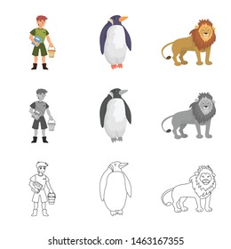 Vector illustration of nature and fun symbol. Set of nature and entertainment stock vector illustration.