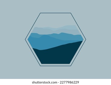 vector illustration of nature inside a hexagon shape.