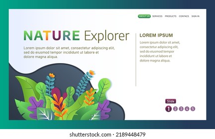 Vector illustration of nature landing page template full of flowers and leaves abstract modern and unique web display