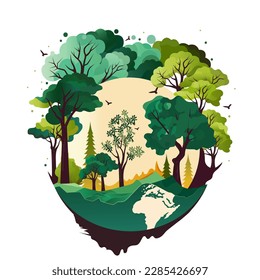 Vector Illustration of Nature Landscape Background.
