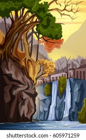 vector illustration of Nature Landscape scenery Background