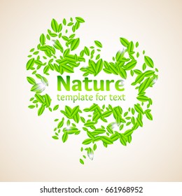 Vector illustration of Nature with leaves and a field for text on the eco theme on light background