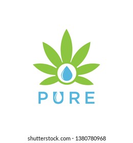 vector illustration nature logo with leaf and water symbol