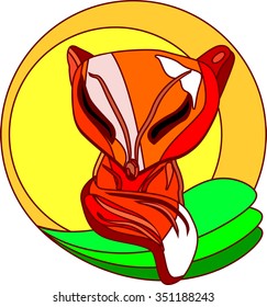 vector illustration of a nature logo with sweet sleepy fox